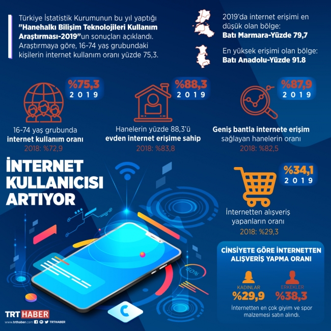 İnternet kullanıcısı artıyor